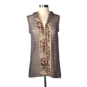 Anthropologie Esley Sleeveless Hooded Knit Top